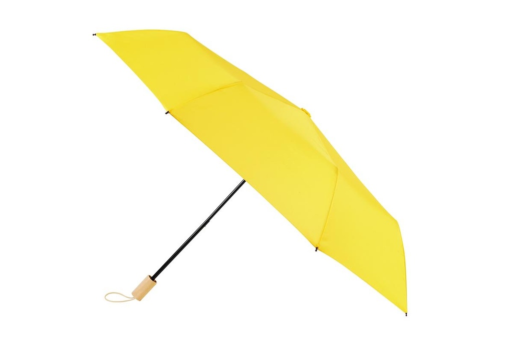 Paraguas de bolsillo promocional de poliéster 98 cm diámetro, mango de madera y funda individual – BT-PAR-0012