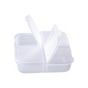 Organizador de pastillas promocional de plástico 6 x 6 cm con 4 compartimentos – BT-SAL-0010