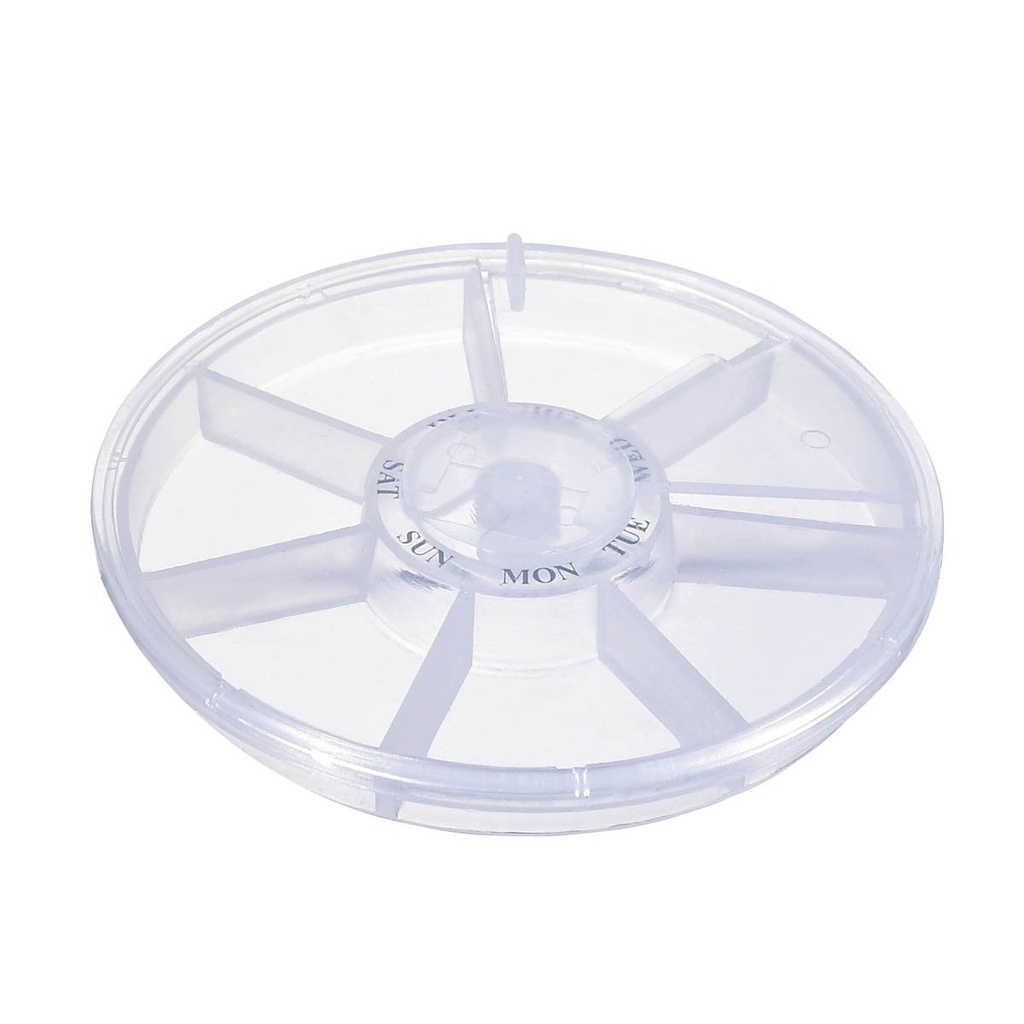 Organizador de pastillas promocional de plástico 9 cm de diámetro con 7 compartimentos – BT-SAL-0011