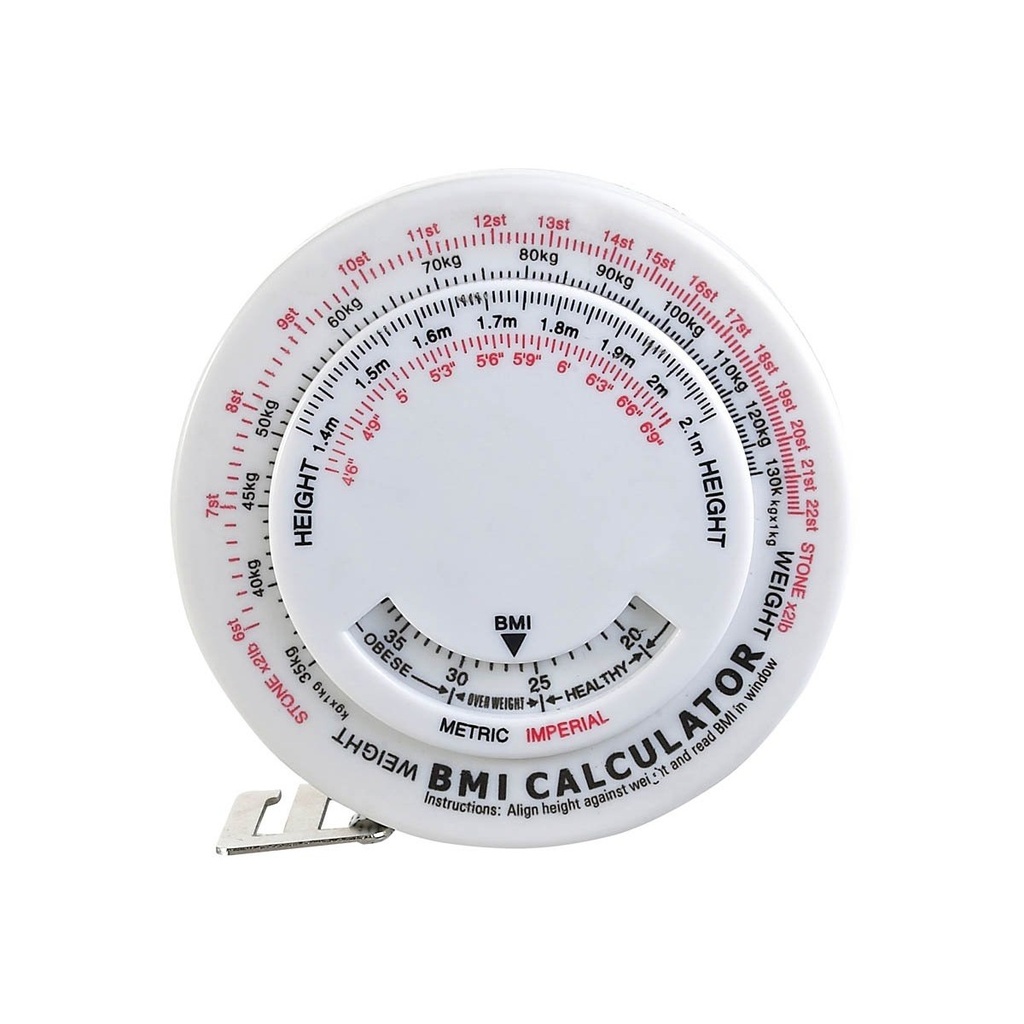 Metro antropométrico promocional de plástico de 150 cm con diseño circular – BT-SAL-0015