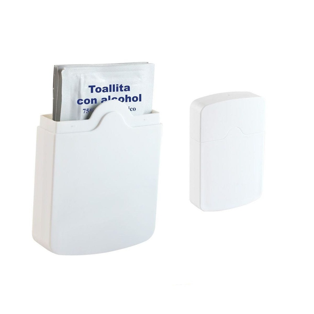 Portatoallitas promocional de plástico de 6.9 x 10.3 cm con toallitas desinfectantes – BT-SAL-0035