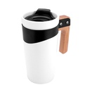 Taza promocional de cerámica con asa de madera y tapa de plástico – BT-TAZ-0028