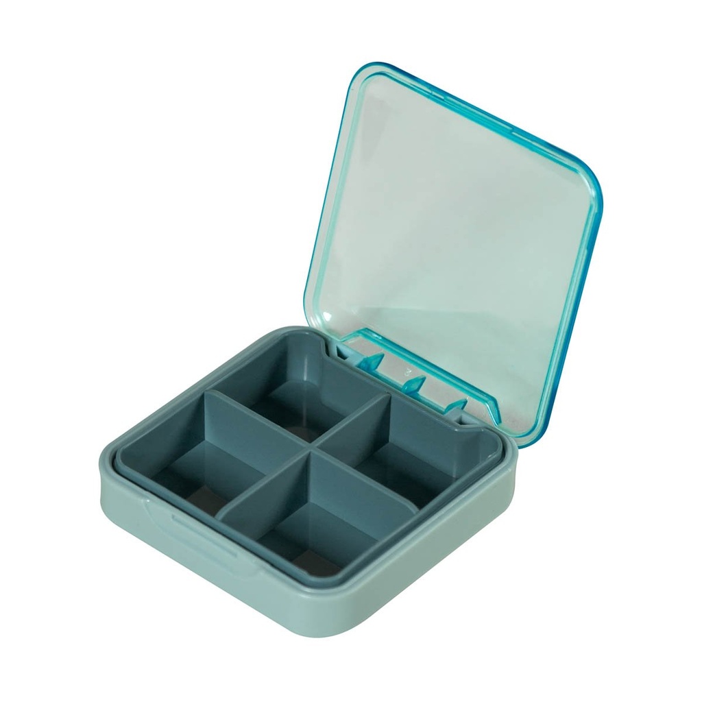 Organizador de pastillas promocional de plástico 7.6 x 7.6 cm con compartimento removible – BT-SAL-0004
