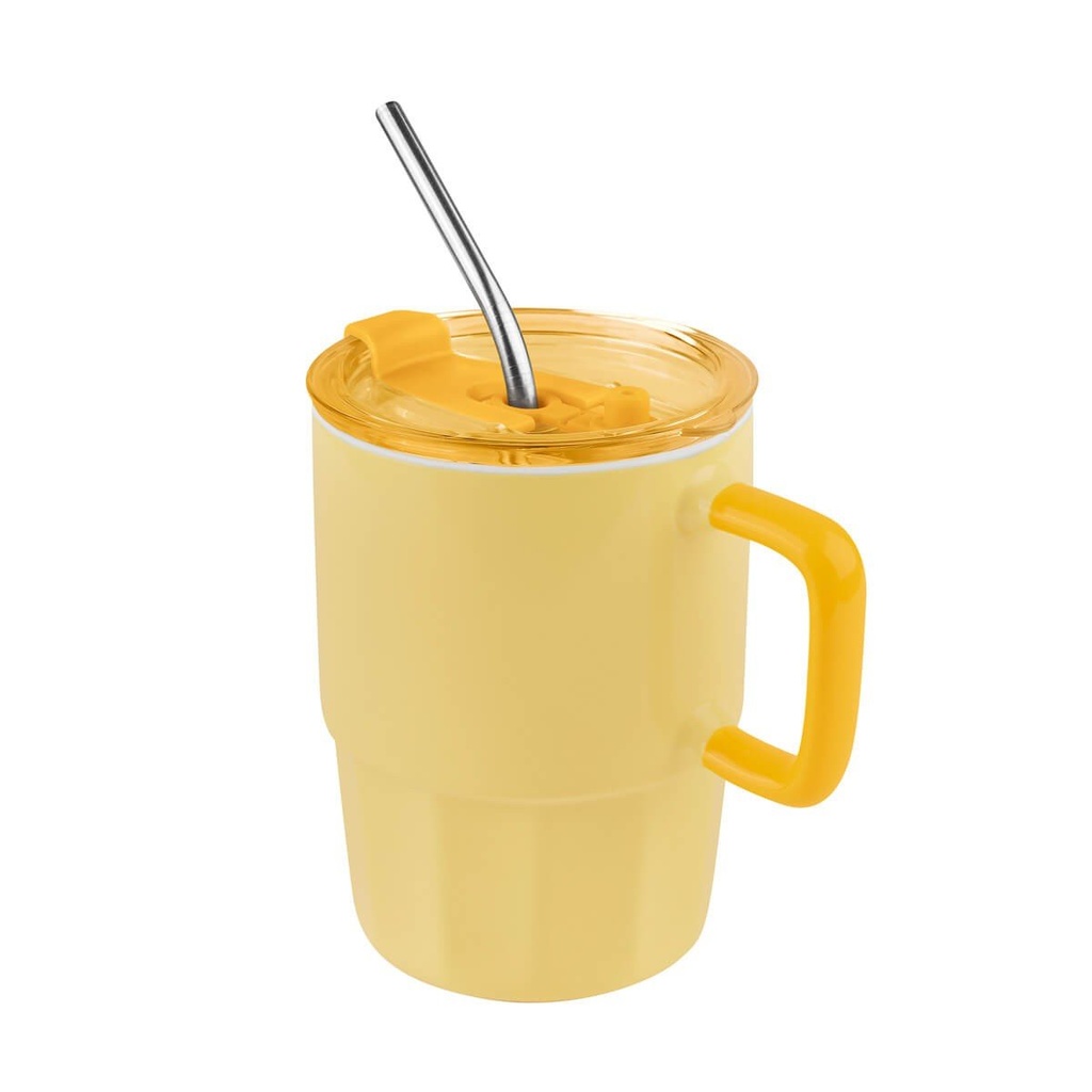 Taza promocional de cerámica 16 oz con tapa push y popote metálico – BT-TAZ-0046