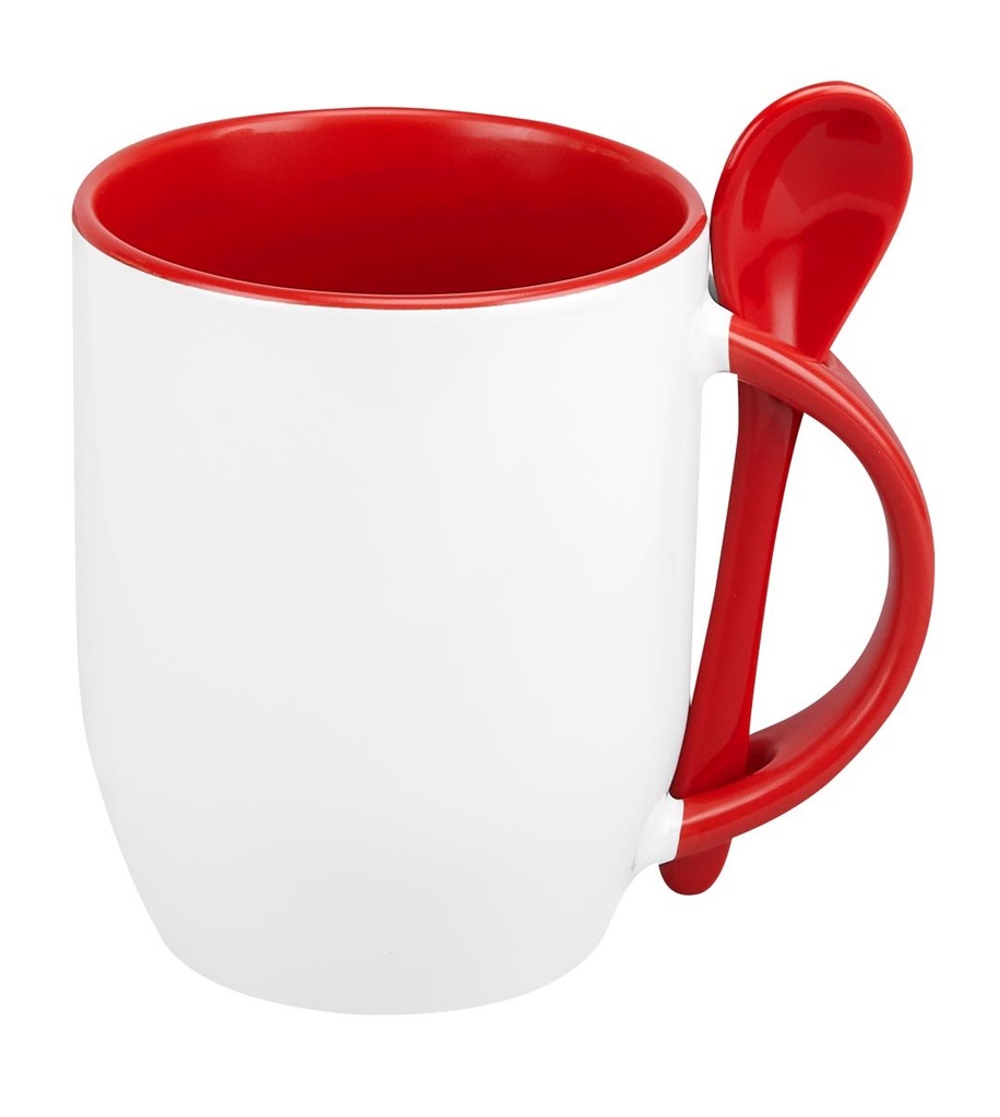 Taza promocional de cerámica 11 oz con cuchara e interior de color – BT-TAZ-0019