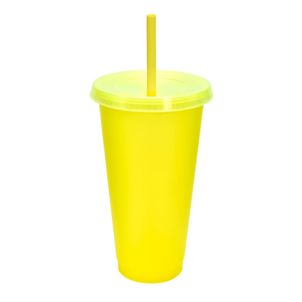 Vaso promocional de plástico 800 ml con tapa de botón pulsador y popote – BT-TEP-0045