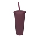 Vaso promocional de plástico 665 ml con acabado suave y popote – BT-TEP-0019