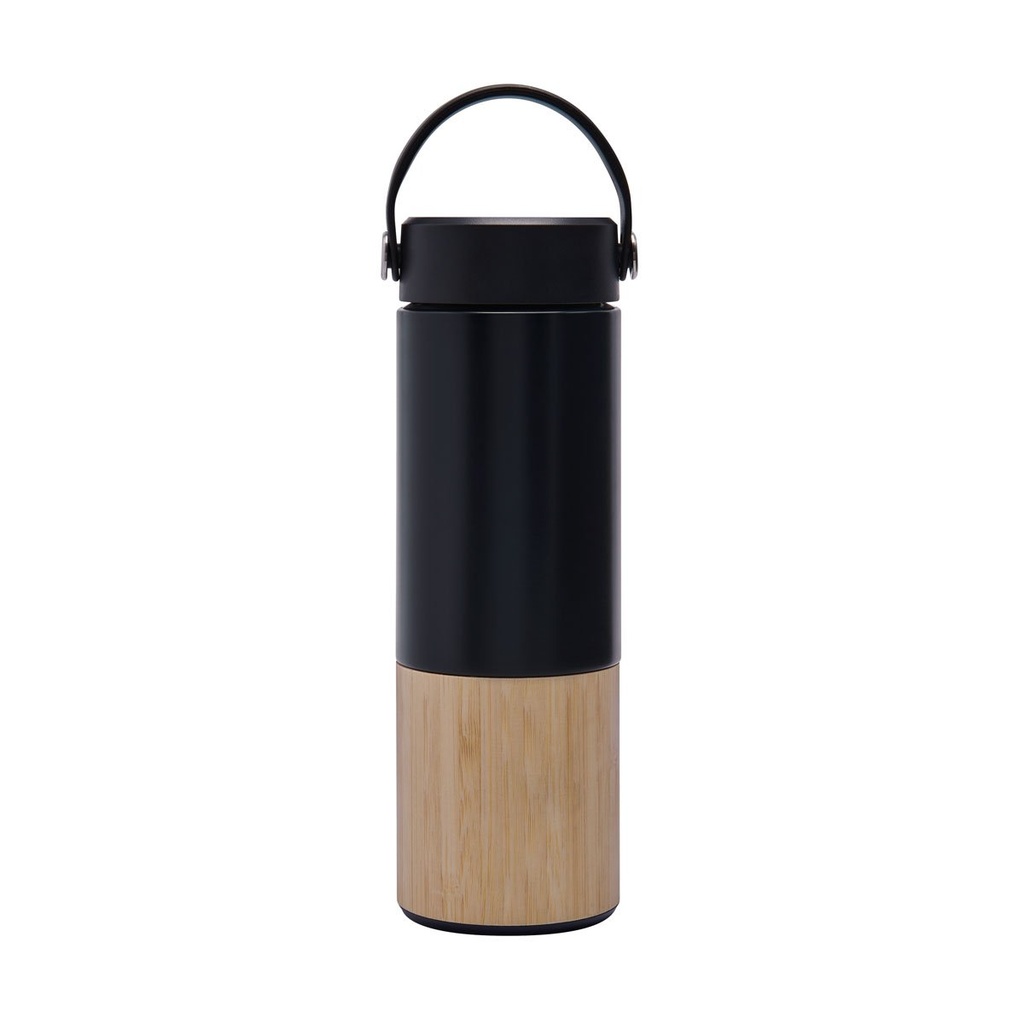 Termo promocional de acero inoxidable 400 ml con base de bambú – BT-TEM-0007