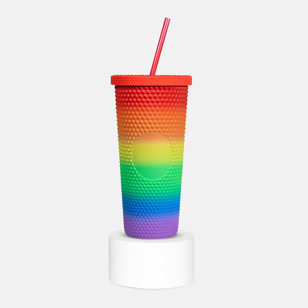 Vaso promocional de plástico 665 ml con doble pared y popote incluido – BT-TEP-0023
