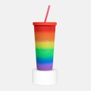 Vaso promocional de plástico 665 ml con doble pared y popote incluido – BT-TEP-0023
