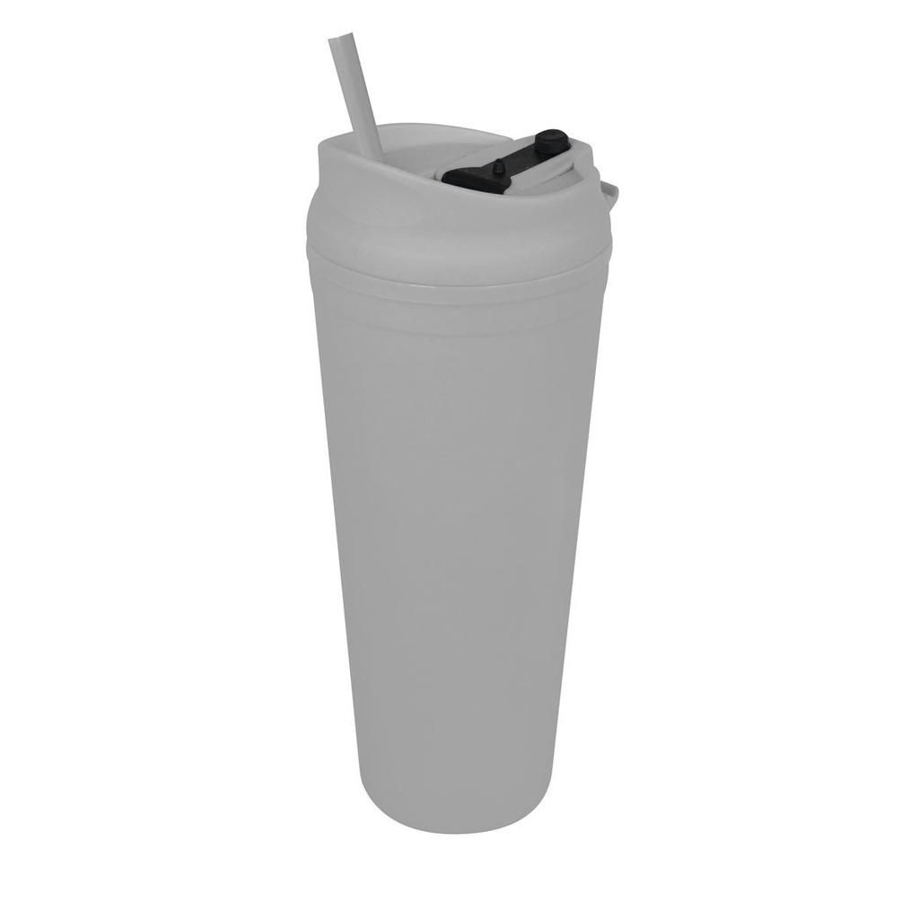 Termo promocional de plástico 665 ml con sobretapa de push y popote – BT-TEP-0021