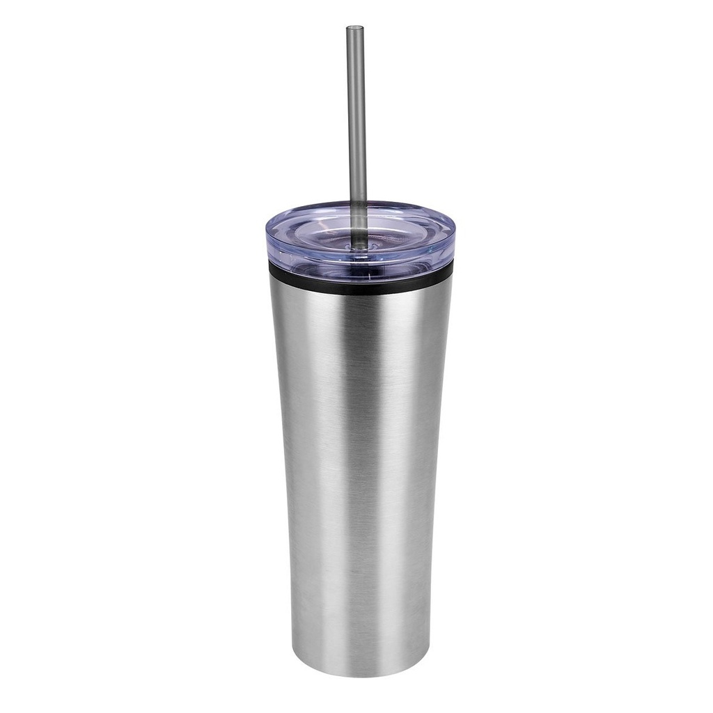 Termo promocional de acero inoxidable y plástico 470 ml con popote incluido – BT-TEM-0013