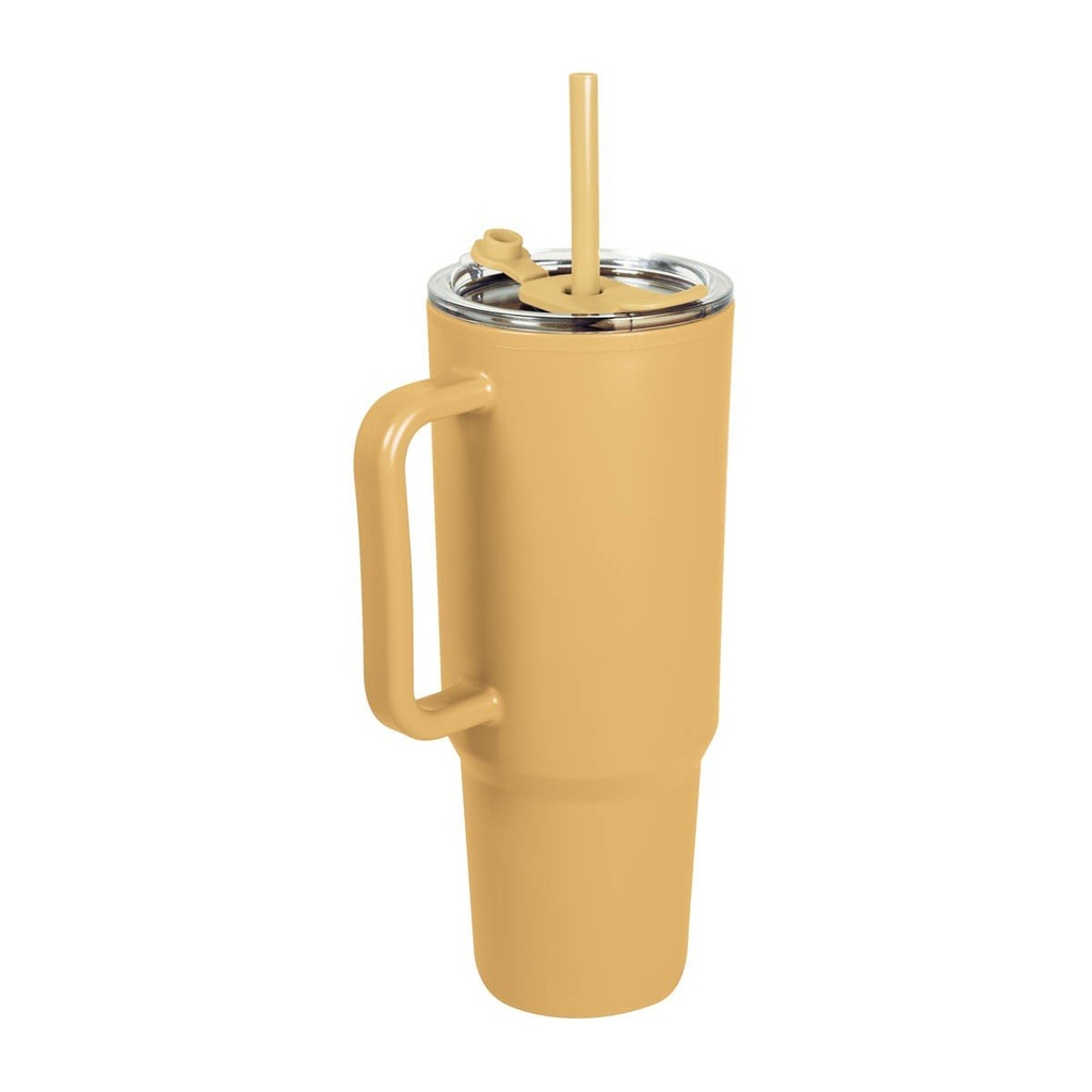 Termo promocional de plástico 1,130 ml con sobretapa de silicón para popote – BT-TEP-0022