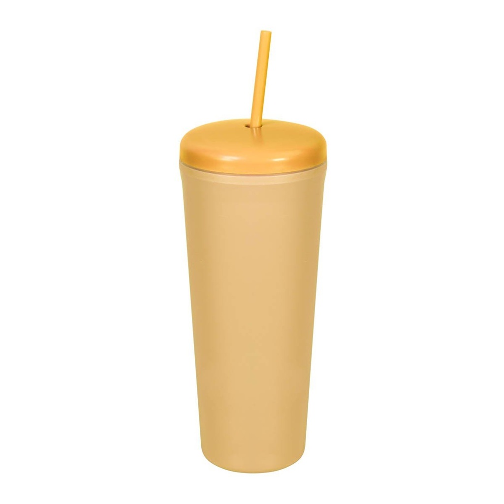 Vaso promocional de plástico 665 ml con tapa hermética y popote incluido – BT-TEP-0024
