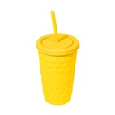 Vaso promocional de plástico 450 ml con diseño en relieve y tapa de rosca – BT-TEP-0035