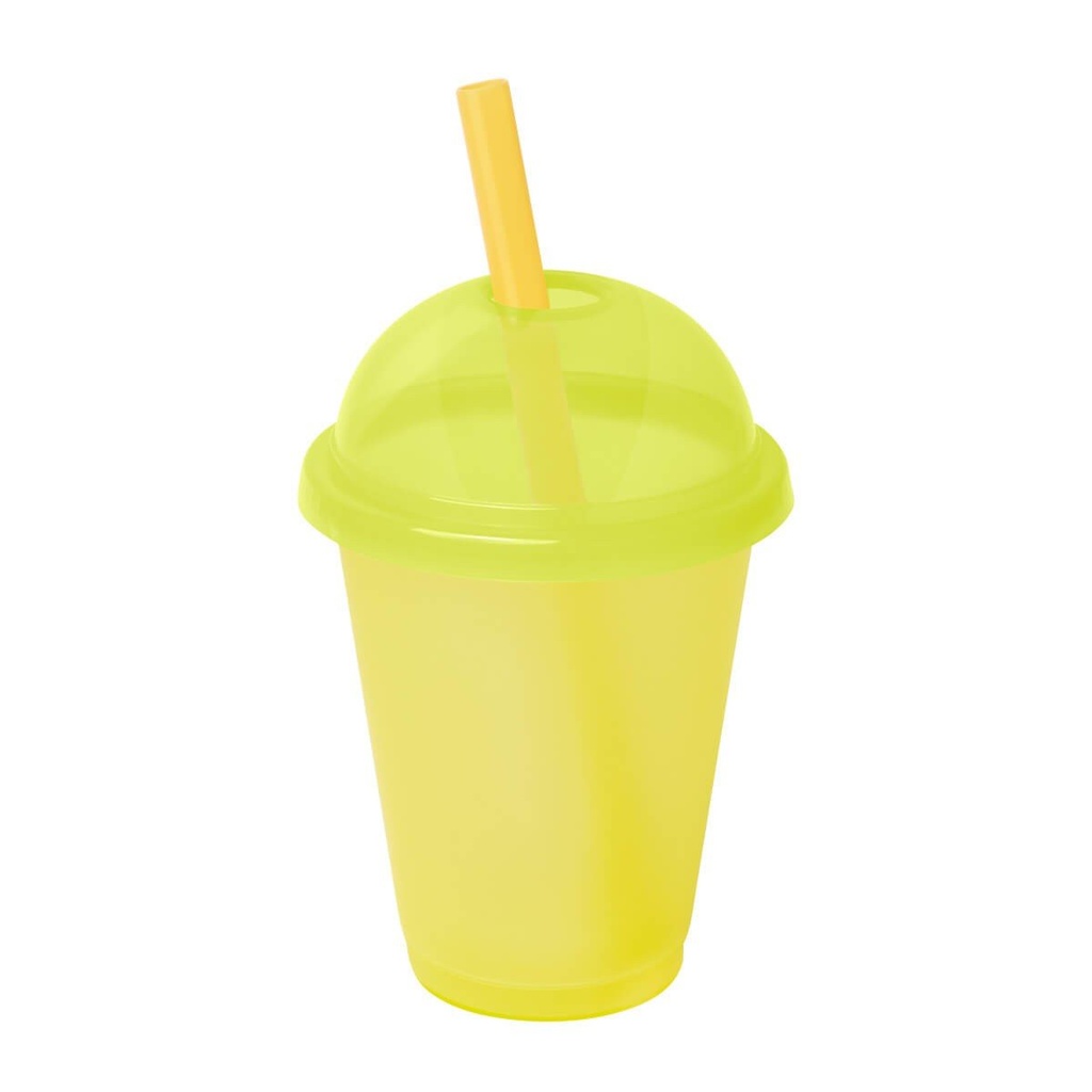 Vaso promocional de plástico 500 ml con tapa domo y popote ancho – BT-TEP-0036
