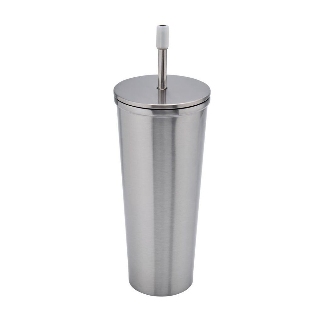 Termo promocional de acero inoxidable 600 ml con popote metálico y cierre de rosca – BT-TEM-0025