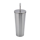 Termo promocional de acero inoxidable 600 ml con popote metálico y cierre de rosca – BT-TEM-0025
