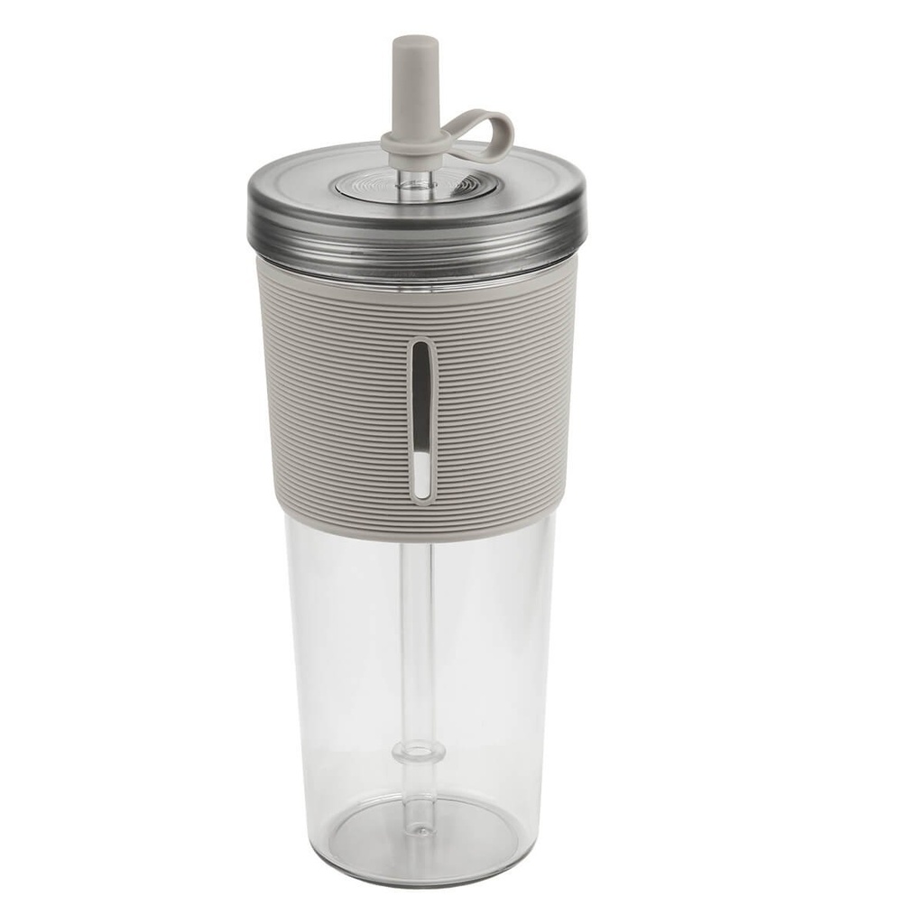 Vaso promocional de plástico 600 ml con popote reutilizable y manga antideslizante – BT-TEP-0038