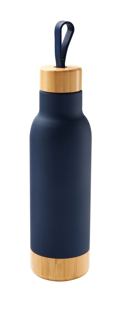 Termo promocional de acero inoxidable 630 ml con tapa y base de bambú – BT-TEM-0045