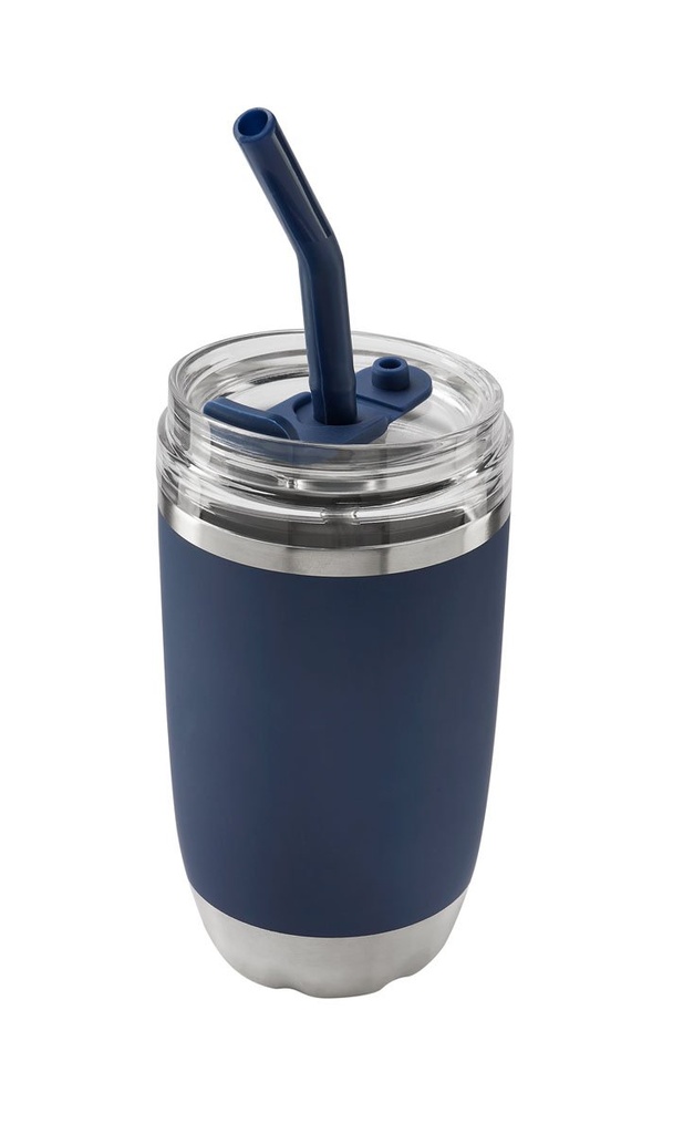 Termo promocional de acero inoxidable 470 ml con tapa push y popote metálico – BT-TEM-0046