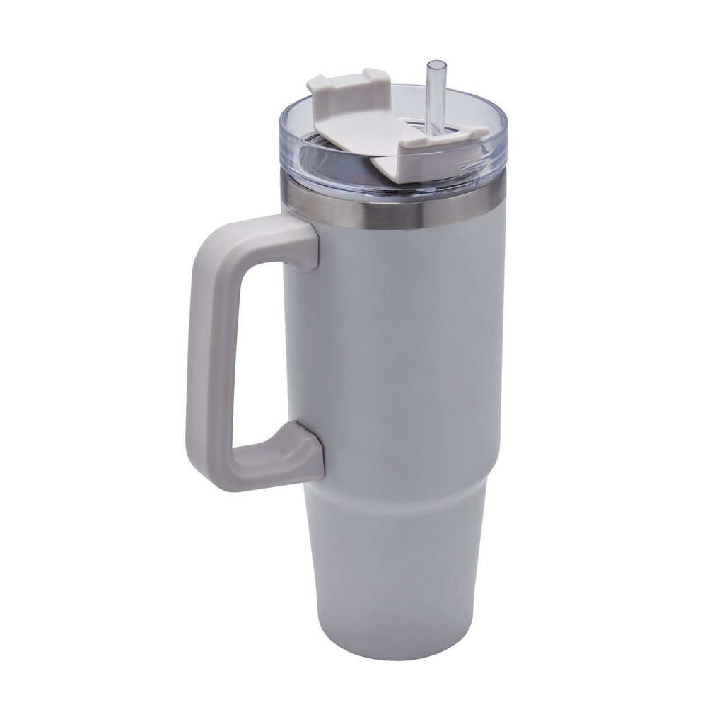 Termo promocional de acero inoxidable 850 ml con tapa giratoria y popote incluido – BT-TEM-0034