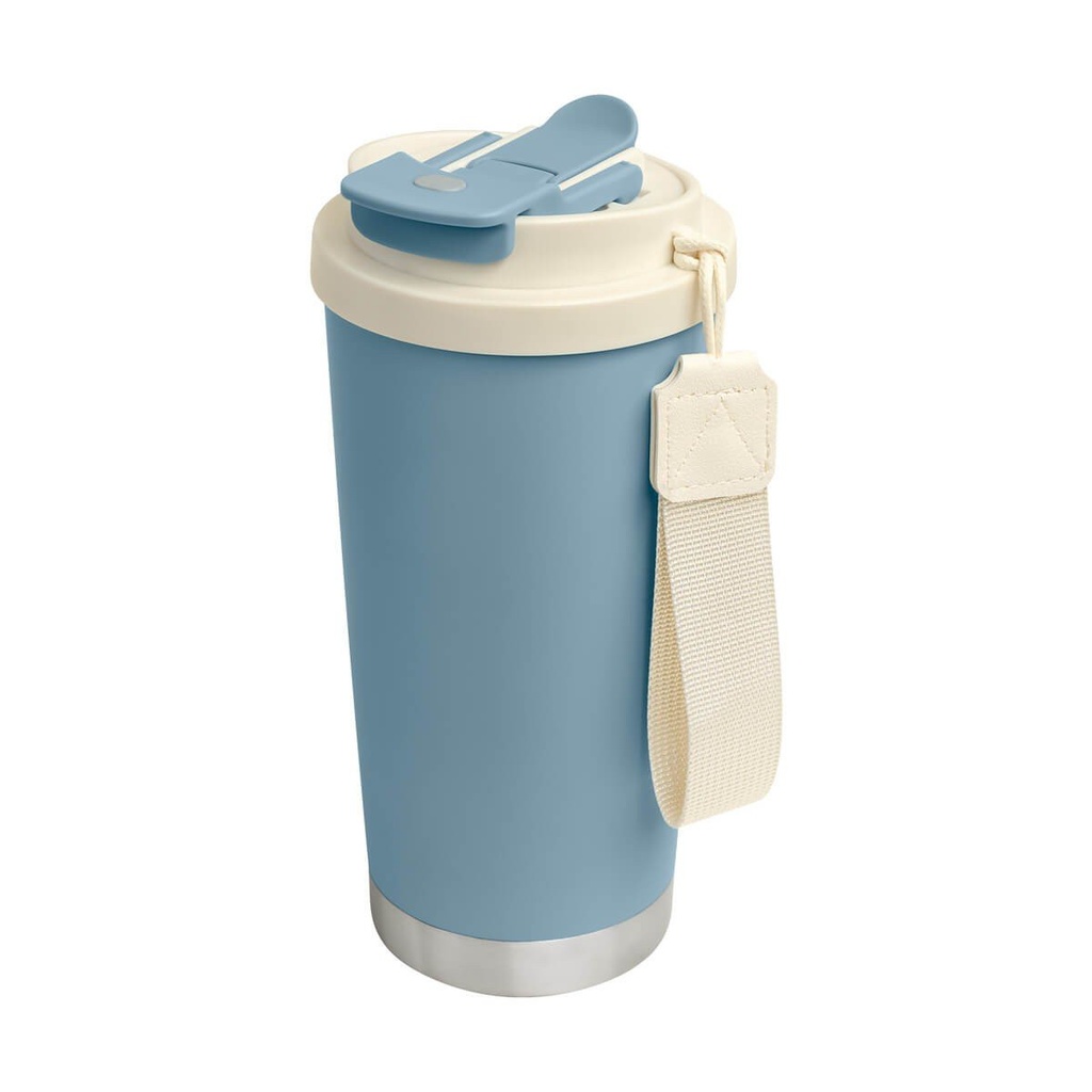 Termo promocional de acero inoxidable 520 ml con popote plegable y asa lateral – BT-TEM-0077
