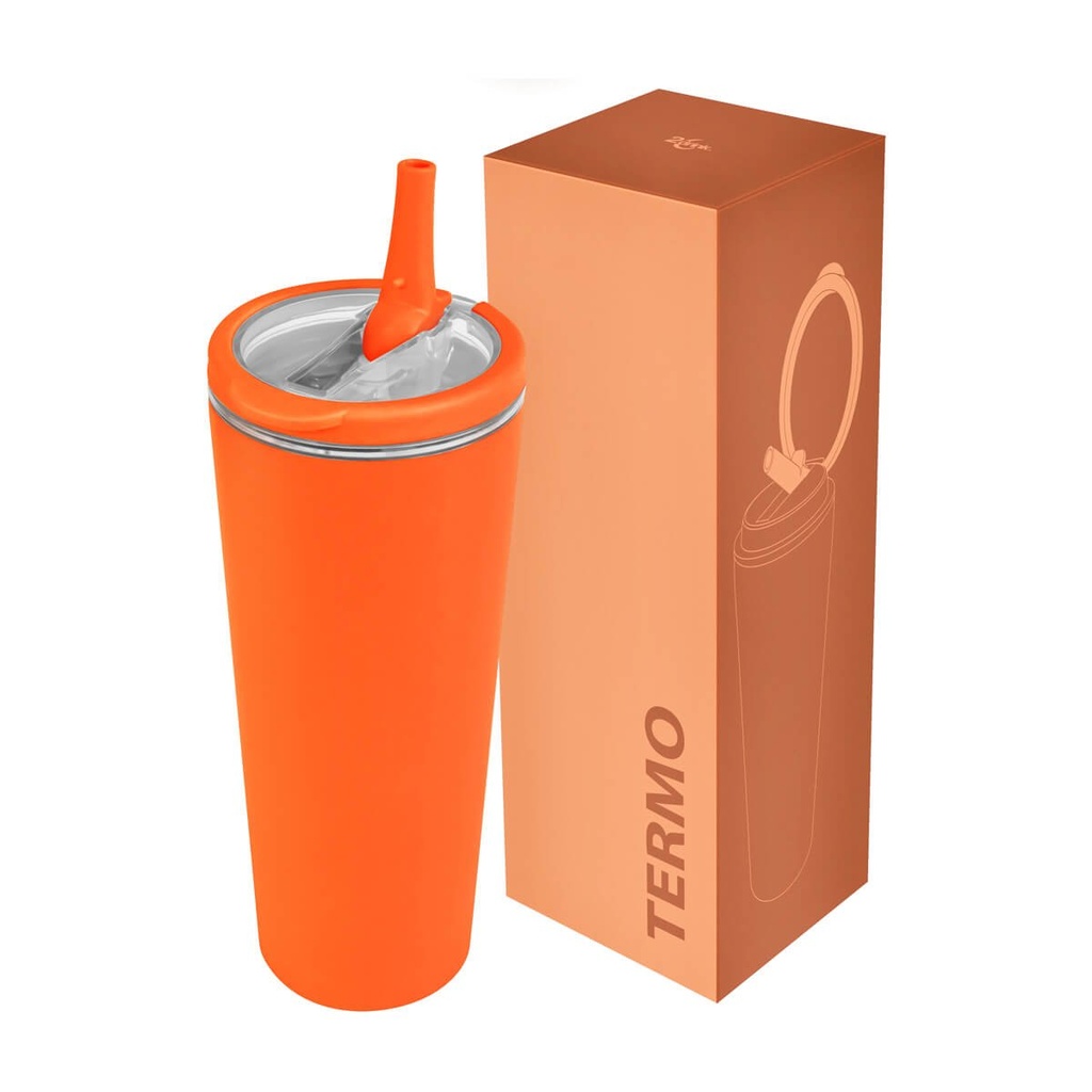 Termo promocional de acero inoxidable 800 ml con aro plegable y boquilla para popote – BT-TEM-0102