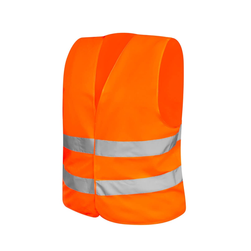 Chaleco de seguridad promocional de poliéster unitalla con doble cinta reflejante – BT-CHC-0019