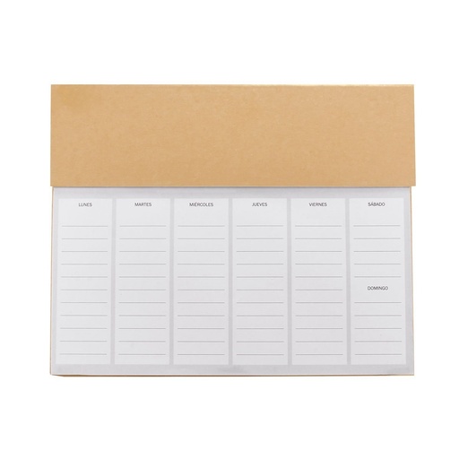 [BT-ARO-0026] Planeador semanal promocional de cartón y plástico 24.6 x 19.8 cm con bolígrafo y clips – BT-ARO-0026