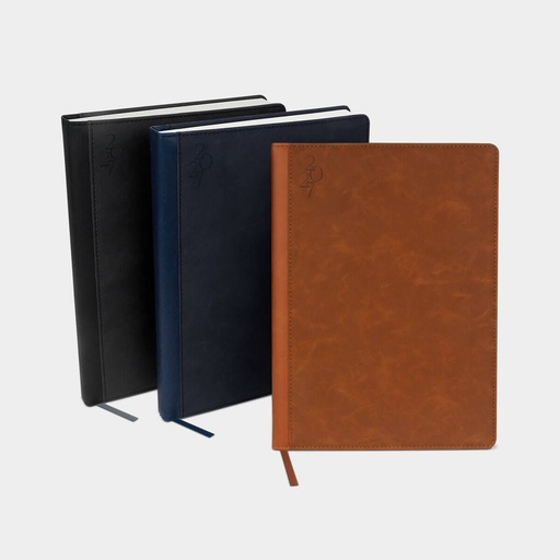 Agenda diaria 2027 promocional de curpiel de 174 hojas con caja individual – BT-AGE-0003