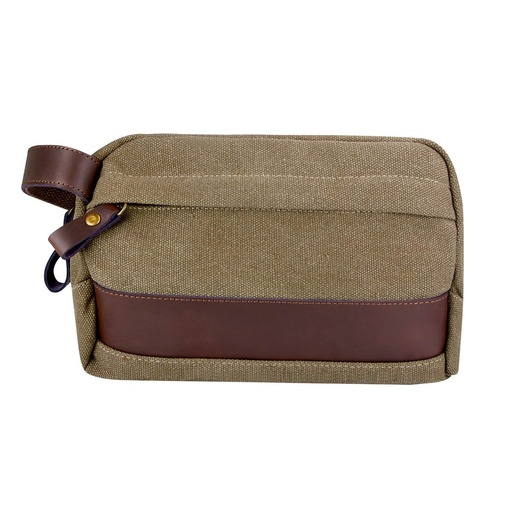 [BT-ARV-0046] Estuche de viaje promocional de canvas y curpiel con compartimento interior y cierre frontal – BT-ARV-0046