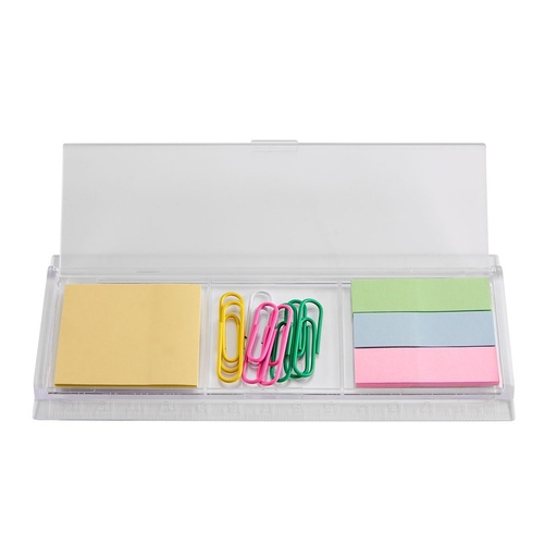 [BT-ARO-0051] Set de escritorio promocional de plástico con regla de 13 cm y notas adheribles – BT-ARO-0051