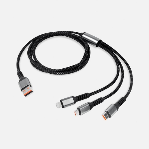 [BT-ACS-0035] Cable cargador promocional de plástico y metal de 1.2 m con diseño trenzado y conexión 3 en 1 – BT-ACS-0035