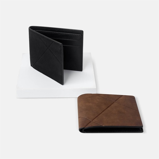 Billetera plegable promocional de curpiel y poliéster con diseño geométrico – BT-ARV-0079