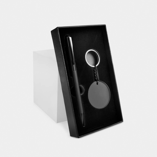 [BT-ARO-0062] Set promocional de metal con bolígrafo y llavero de grabado espejo – BT-ARO-0062