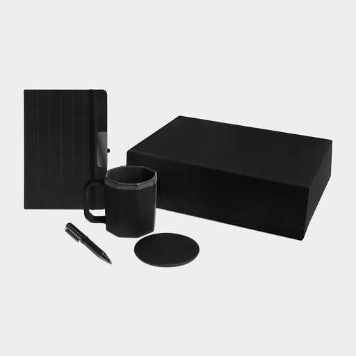 [BT-ARO-0063] Set promocional de cerámica y curpiel con taza de 300 ml y libreta de 80 hojas – BT-ARO-0063