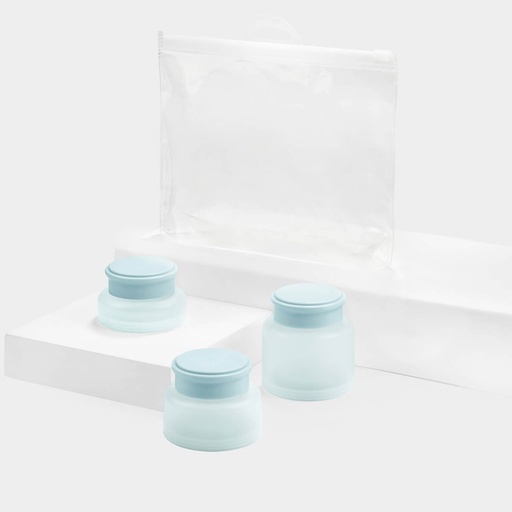 [BT-ARV-0040] Set de envases promocional de plástico de 15, 30 y 50 ml con bolsa de cierre zip – BT-ARV-0040