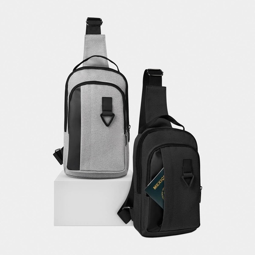 Mochila cruzada promocional de poliéster con aditamento para llaves – BT-ARV-0050