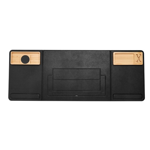 [BT-ACC-0021] Mouse pad organizador promocional de curpiel, bambú y hule con cargador inalámbrico de 15 W – BT-ACC-0021
