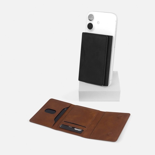 Portatarjetas promocional de curpiel para 5 tarjetas con acople trasero a smartphone – BT-ACS-0036