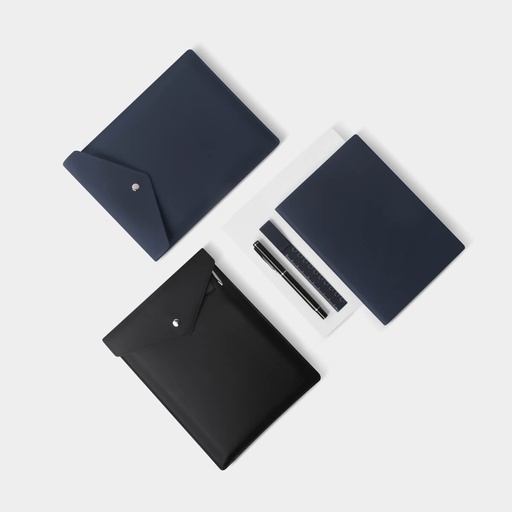 Set de escritura promocional de curpiel, papel y metal con libreta de 80 hojas y bolígrafo metálico – BT-ARO-0050