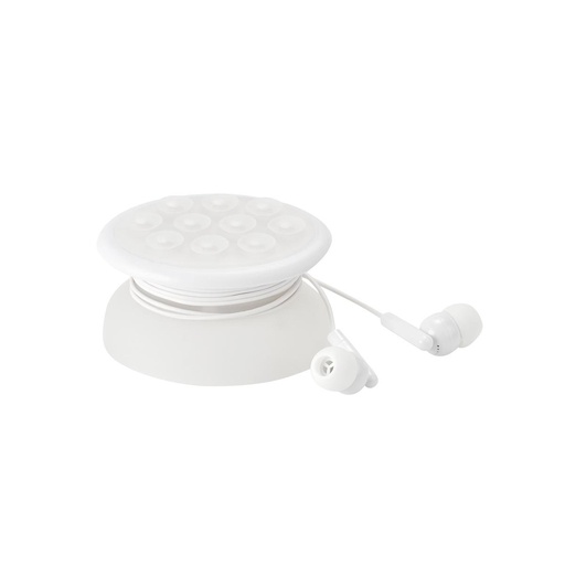 [BT-AUD-0011] Audífonos promocionales enrollables de plástico y silicón con base de ventosa – BT-AUD-0011