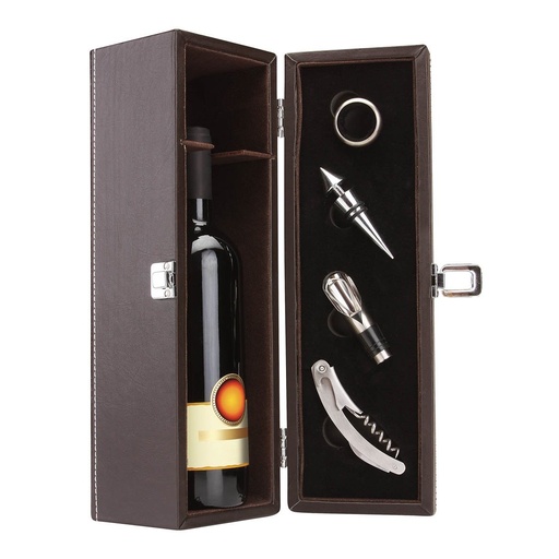[BT-BAR-0006] Set para vinos promocional de curpiel con sacacorchos y estuche – BT-BAR-0006