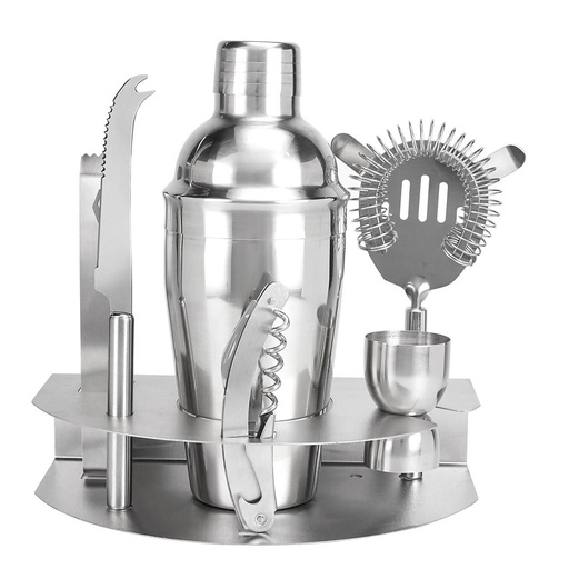 [BT-BAR-0009] Set de coctelería promocional de acero inoxidable 550 ml con shaker y base – BT-BAR-0009