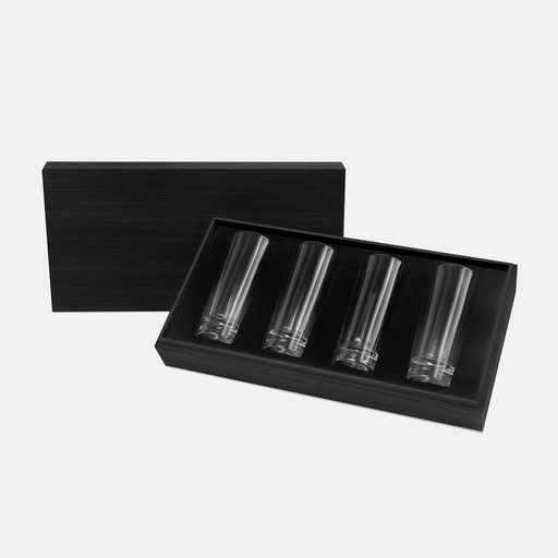 [BT-BAR-0040] Set promocional de caballitos de vidrio de 60 ml con estuche de madera – BT-BAR-0040