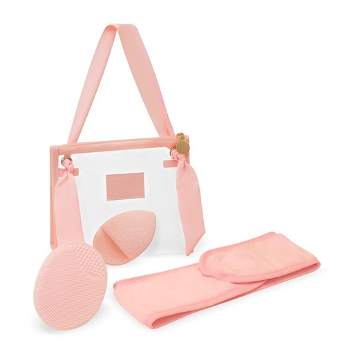 [BT-BEL-0039] Kit promocional de poliéster para el cuidado del rostro con cepillo de silicón y banda ajustable – BT-BEL-0039