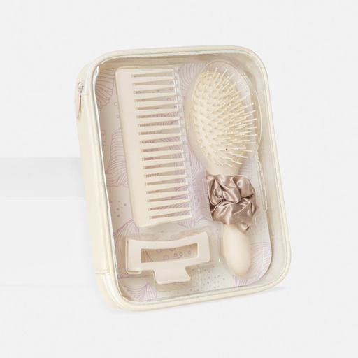 [BT-BEL-0043] Set promocional capilar de plástico con accesorios en estuche de curpiel – BT-BEL-0043