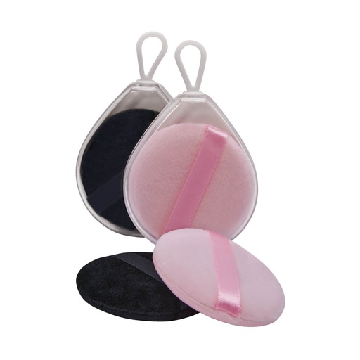 Borla para maquillaje promocional de poliéster y plástico con tira de listón y acabado lavable – BT-BEL-0013