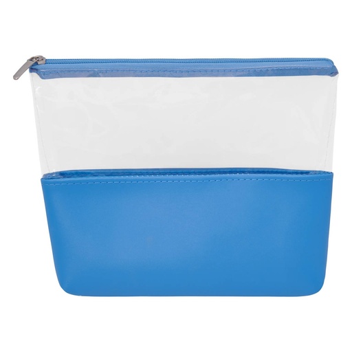 Cosmetiquera promocional de curpiel y PVC transparente con forro de poliéster – BT-BEL-0016